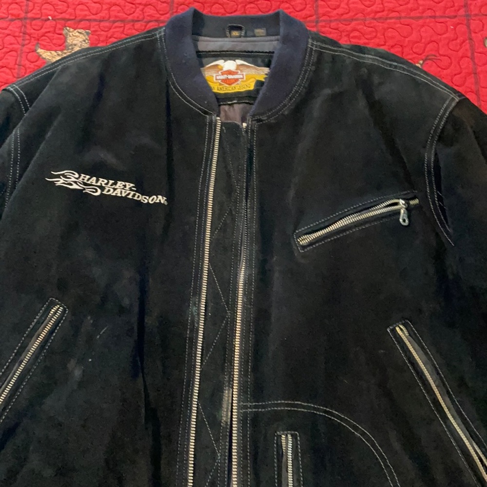 Black suede Harley Davidson jacket. Excellent condition